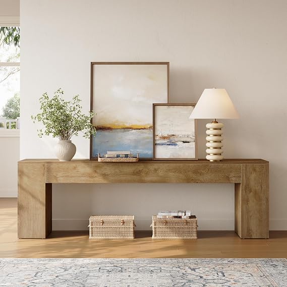 LITTLE TREE 70.8" TV Stand, Wooden Entertainment Center, Low TV Console Table for TVs Up to 80", Modern Chic Entertainment Center for Living Room, Bedroom, Apartment, Rustic Brown, Easy Assembly