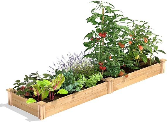 Greenes Fence Premium Cedar Raised Garden Bed, 2' x 8' x 7" (3/4" Thick) Made in USA with North American Cedar