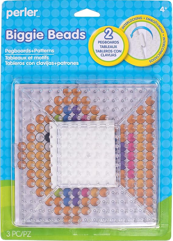 Perler Beads Biggie Beads Pegboards for Kids Crafts, 3 pcs , 10.5 x 7.5 x 1, Small