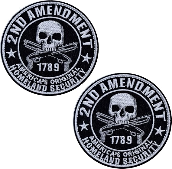 2nd Amendment Original Homeland Security Motorcycle Vest Patches Biker Patches for Leather Vest Jackets Men Hook Loop Backing,4inch,2pcs