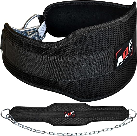 AQF Dip Belt with 36" Steel Chain, Neoprene Padded Back Support Weight Belt | Gym Lifting Belt for Powerlifting, Bodybuilding, Exercise, Fitness & Pull ups Workout