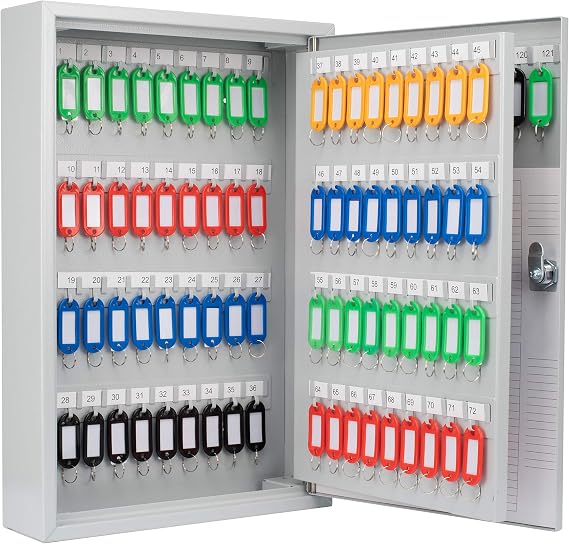 121 Position Key Lock Box Hook-Style Cabinet with Numbered Hooks, Key Tags, Log Sheet, Labeled Shelves, Wall Mount, 0.8mm Solid Steel Secure Key Organizer Storage