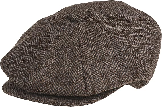 PEAKY BLINDERS 8 Piece 'Newsboy' Style Flat Cap -Tweed Wool Fabric Variations