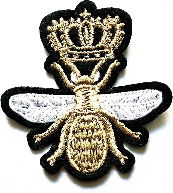 Nipitshop Patches Golden Crown BEE Insect Bugs Cute Kids Bumble Bee Shape Iron On Embroidered Applique Patch for Clothes Backpacks T-Shirt Jeans Skirt Vests Scarf Hat Bag