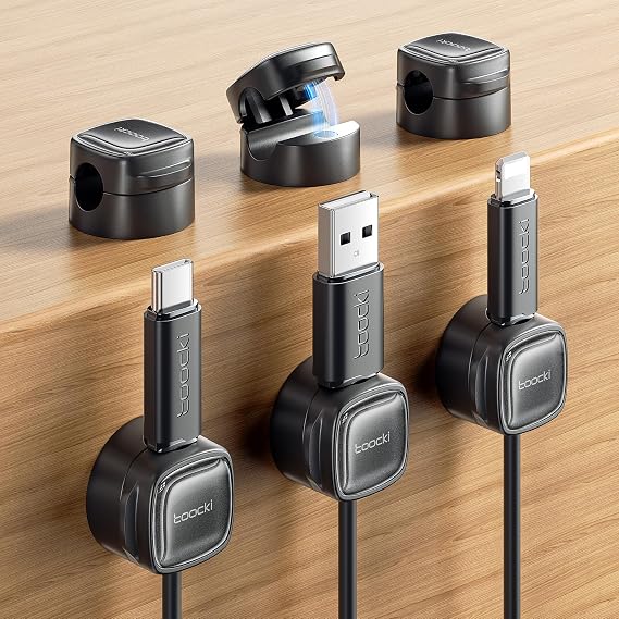 Toocki 6 Pack Magnetic Cable Clips, Black