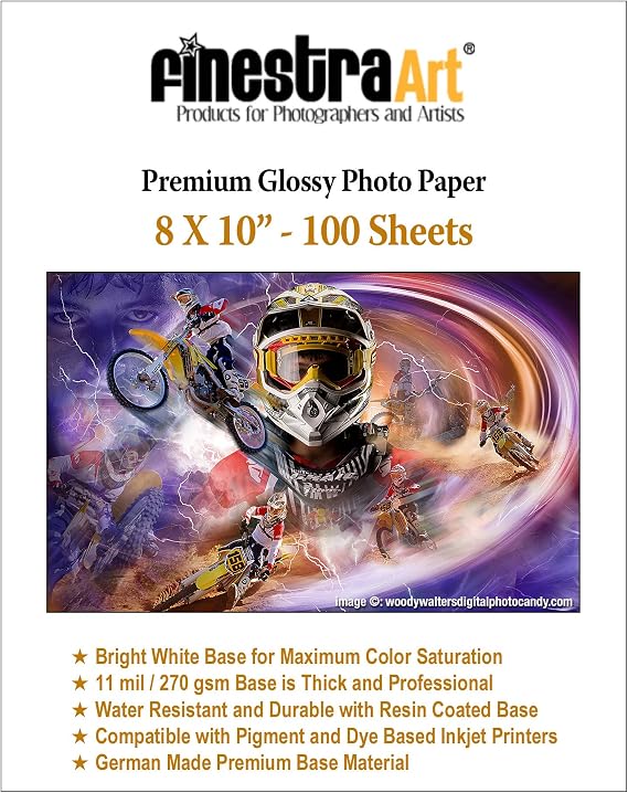 8" X 10" Premium Glossy Inkjet Photo Paper - 100 Sheets