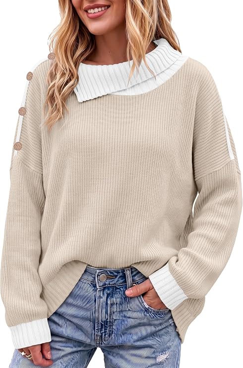 Sweater for Women Winter Turtleneck Long Sleeve Pullover Tops Casual Oversized Knitted Sweaters