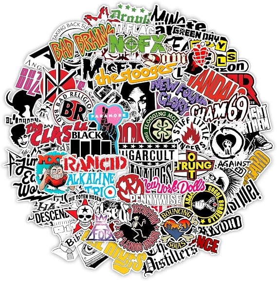BulbaCraft 81Pcs Large Punk Stickers, Punk Rock Stickers, Band Decals, Metal Decals, Gifts for Women & Men