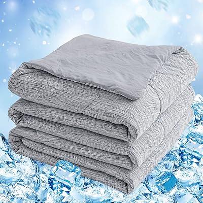 CHOSHOME Cooling Comforter Twin Size, Cooling Blanket for Hot Sleeper, Q-Max 0.45 Arc-Chill Cooling Fiber, Cool Soft Thin Breathable Summer Blanket for Bed, Couch, 60 x 90, Grey