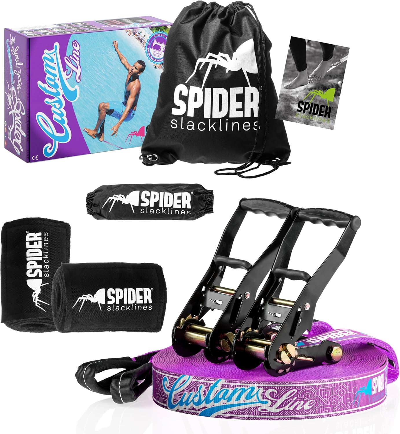 TKSA5 - Kit Slackline Custom for Beginners and Experienced Slackliners - Complete webbing Set - Length 35m with 2xRatchets
