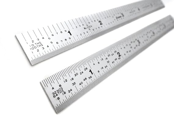 Shinwa 6" 5R Narrow and Flexible (.500 wide x .020 thick) Zero Glare Satin Chrome Stainless Steel 5R Machinist Engineer Ruler/Rule with Graduations in 1/64, 1/32, 1/10, 1/100 Model H-3102A