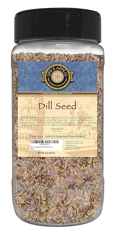 Spice Appeal Whole Dill Seed for Pickling & Baking, 8 oz Jar | Natural dill seed for pickling cucumbers, rye bread, potato salad, and homemade seasoning blends - kitchen pantry staple