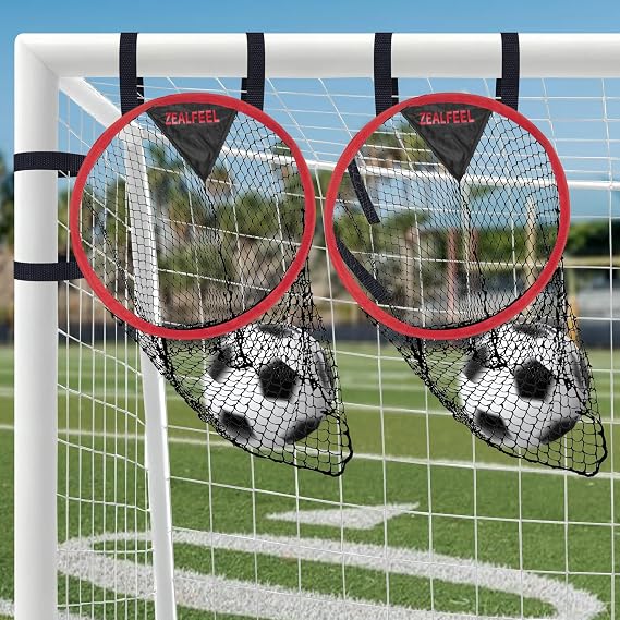 ZEALFEEL 16Inch Top Bins Soccer Target Goal for 2 Pcs with Carry Bag | 2 Pcs, Portable and Easy to Attach and Detachable, Corner Shooting Accuracy Training for Teens and Adults