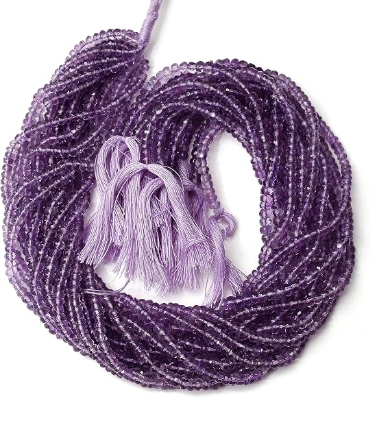 4 mm Amethyst Faceted Rondelle Beads, Faceted Rondelle Amethyst Strand 13 Inches by Gems Valley (AMB-5424)