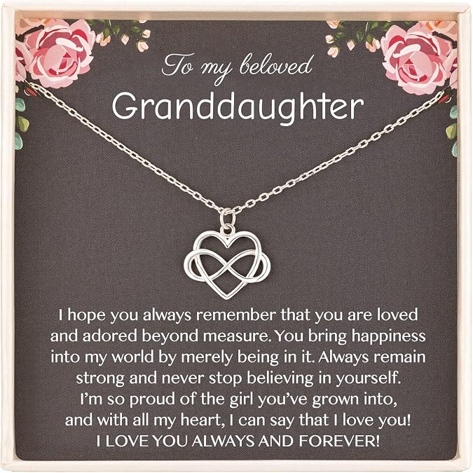 RareLove Granddaughter Necklace Sterling Silver Infinity Heart Necklace