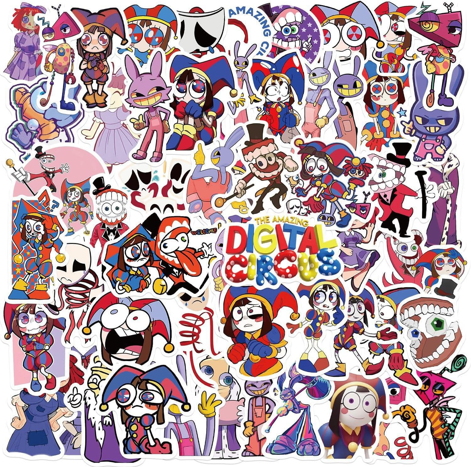 The Amazing Circus Stickers Pack 50Pcs for Water Bottle, Skateboard, Laptop, Phone, Journaling, Vinyl Decals for Kids, Toddlers, Teens, Adults
