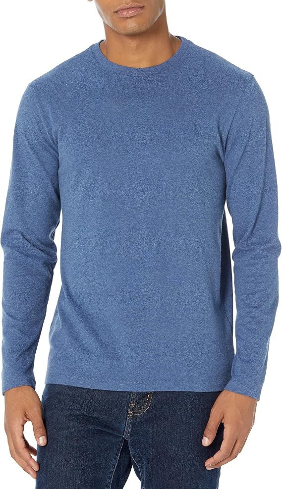Amazon Essentials Men's Regular-Fit Crewneck Long-Sleeve T-Shirt, Casual Cotton Jersey
