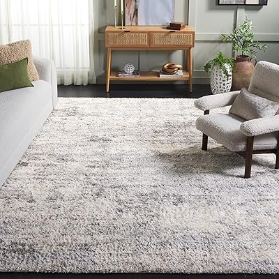 SAFAVIEH Berber Shag Collection Area Rug - 10 x 14, Ivory & Beige, Modern Abstract Design, Non-Shedding & Easy Care, 1.2-inch Thick Ideal for High Traffic Areas in Living Room, Bedroom BER272A