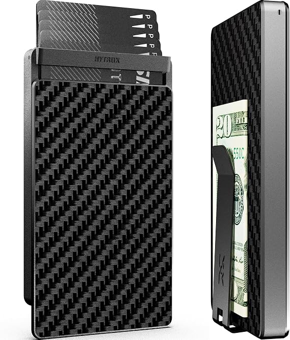 Men's RFID-Blocking Pop-Up Wallet - Sleek Metal and Carbon Fiber Design for Front/Back Pockets Credit Card Wallet- with Money Clip