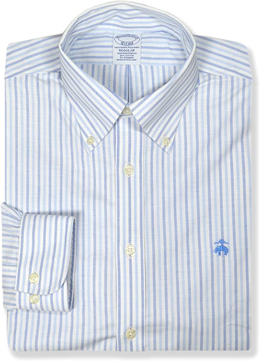 Brooks Brothers Mens Regular Fit Mixed Oxford Cotton Blend Button Down Shirt,