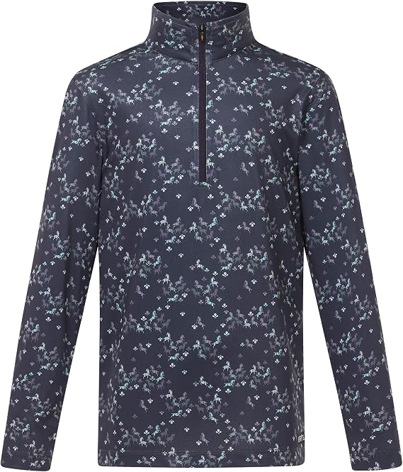 Kerrits Kids in the Zone Coolcore Horse Riding Shirt | Cooling, Heat Balancing, Breathable, Long Sleeve, Equestrian Sun Shirt, Horse Print