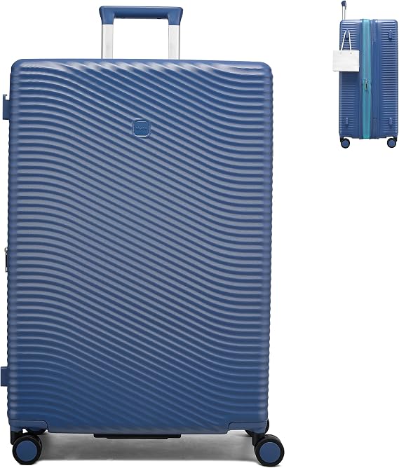 MILADA Expandable Checked Luggage 28 Inch, Hard Shell Large Suitcase | TSA Lock, 8 Spinner Wheels, Lightweight & Durable Polycarbonate Luggage for Extended Travel, Interstellar Blue