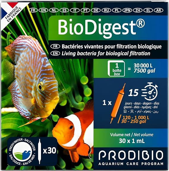 Prodibio Bio Digest, Nitrifying Bacteria, Fresh and Salt Water, 30/1 mL vials, 30 gal and up