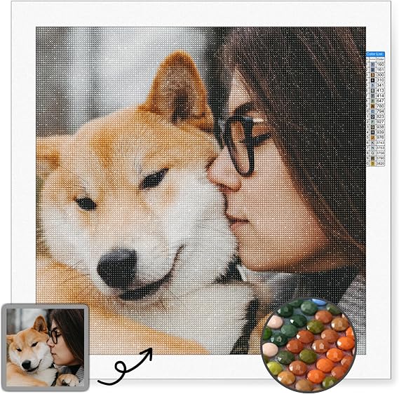 Yihariye Custom Diamond Painting Kits, Personalized Photo Diamond Art for Adults, Custom 5D Diamond Painting DIY Gifts for Family Home Wall Decor, Full Drill - Round/Square Drill, Multiple Sizes