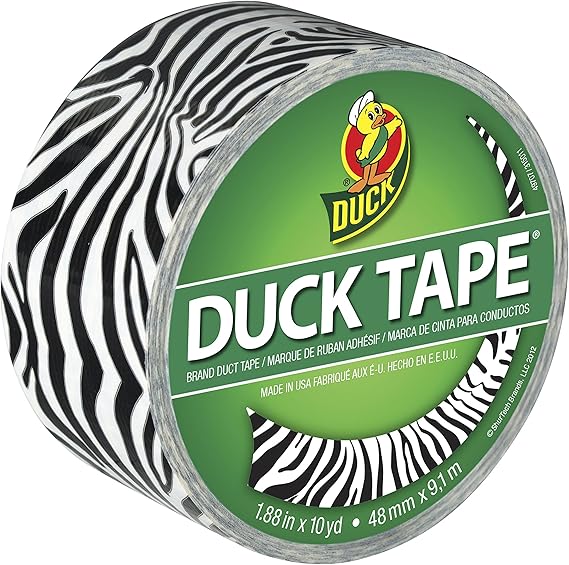 Duck Brand 280110 Zig-Zag Zebra Printed Duct Tape, 1.88 Inches x 10 Yards, Single Roll