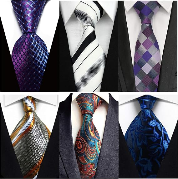 Men's Classic Neck Ties for Men 6 Pack Classy Mens Ties Woven Jacquard Ties Party Suit