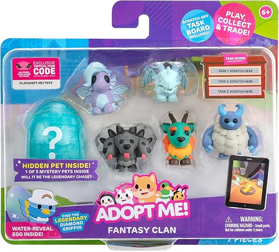 Adopt Me! Pets Multipack Fantasy Clan Wave 2 - Hidden Pet - Top Online Game - Fun Collectible Toys for Kids Featuring Your Favourite Pets, Ages 6+, Fantasy Clan Multipack