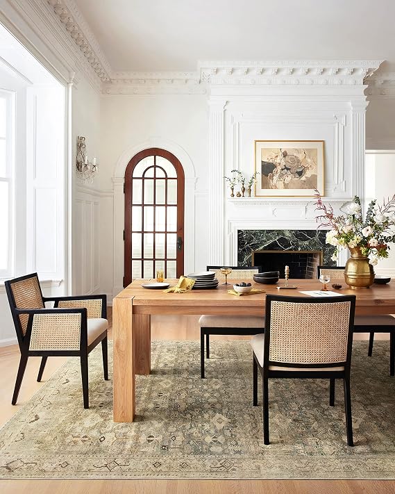Loloi Margot Antique/Sage 5'-0" x 7'-6" Area Rug | MAT-04 CloudPileTM Printed Approx. 5x8 Ivory / White Living room Dining room Bedroom, Timeless, Classic, Plush, Area Rug