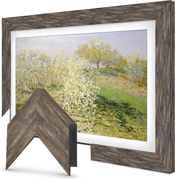 Distressed Barnwood 85" Deco TV Frame for Samsung The Frame/Pro TVs