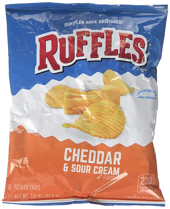 Ruffles Ridged Potato Chips, Cheddar & Sour Cream, 1.5 oz