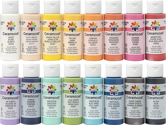 Delta Creative PROMOADA3 16 Color Ceramcoat Acrylic Paint Set, Colors may vary, 2 Fl Oz (Pack of 16)