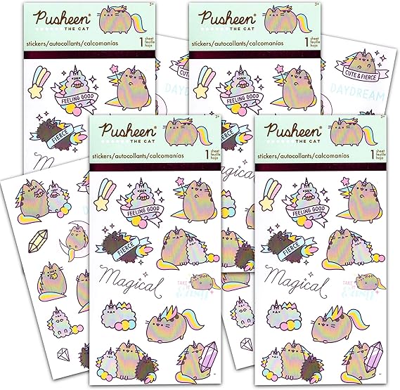 Pusheen Cat Sticker Bundle Pack Pusheen Favors - 120 Pusheen Sticker Stickers for Walls Cars Laptops Water Bottles (Pusheen the Cat Party Supplies Office Supplies School Supplies)