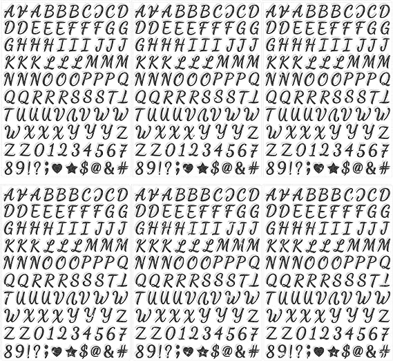 1176 PCS Glitter Letter Stickers, 0.5 Inch Alphabet Number Stickers (Black)