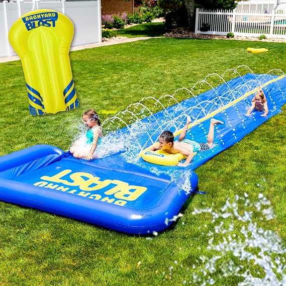 Backyard Blast - 30' Waterslide with Square Splash Zone - Easy to Setup - Extra Thick to Prevent Rips & Tears