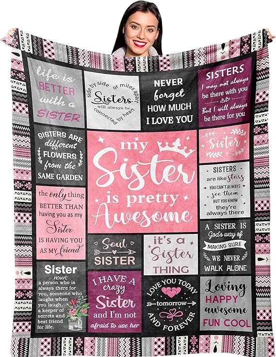Ruvinzo Sister Gifts from Sis, Sisters Birthday Gift Idea, Best Sister Ever Gift for Women, Birthday Gifts for Sisters, Sis Soft Throw Blanket 60" x 50"